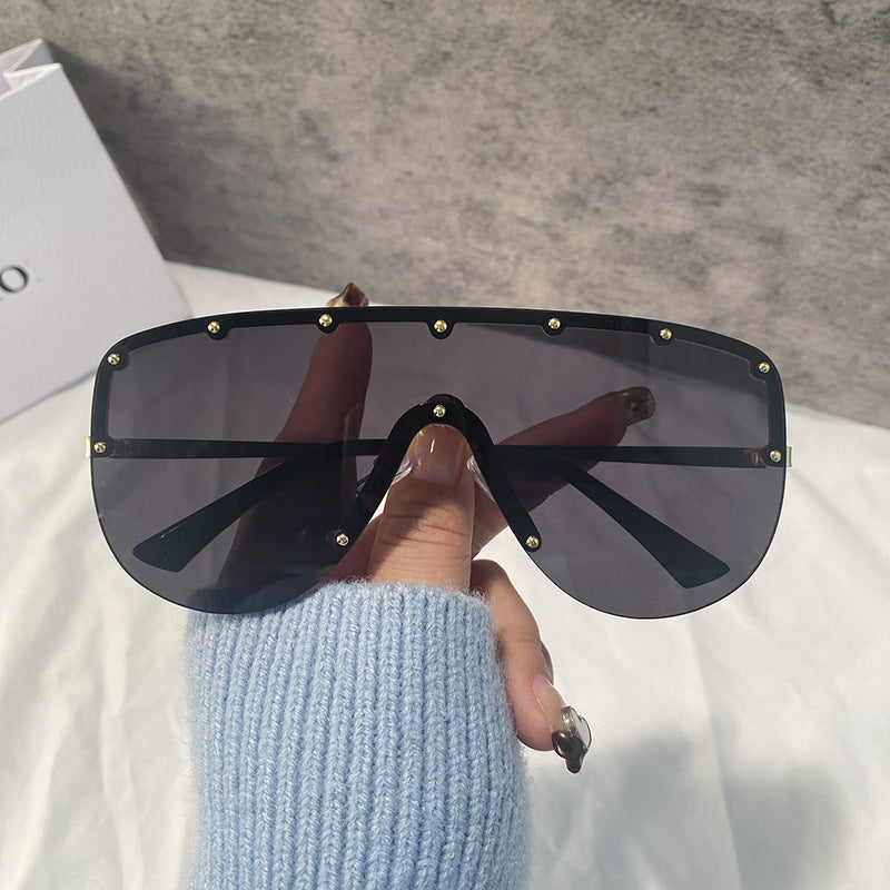 Wholesale PC All-in-one Big Frame Conjoined Frameless Unisex Same Style Sunglasses